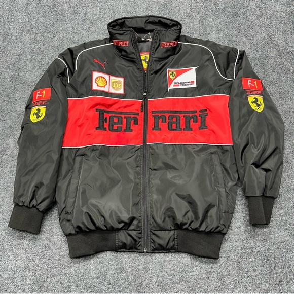 Ferrari Team Scuderia F1 Racing Jacket Full Zip Patches Embroidered - Picture 1 of 12